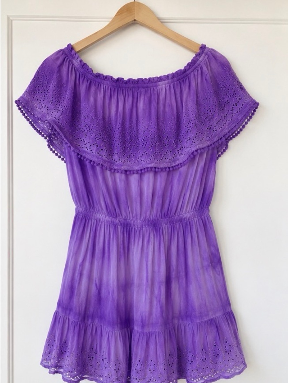 Ramy Brook Lavender Eyelet Tie-Dye Mini Dress - Picture 3 of 5